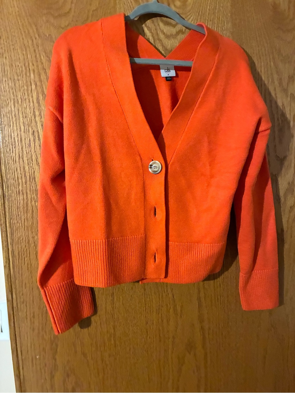 Cabi Women's Orange V-Neck Button Cardigan Sweater